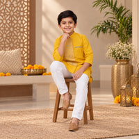 Yellow Flap High Low Kurta Set