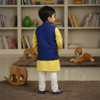 Yellow Kurta with Embroidered Jacket Pant Set