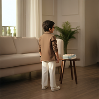 Brown Biker Jacket With Ivory Colour Trouser Pants