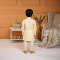 Cream Kurta Embroidered Jacket Pant Set