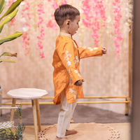 Orange embroidered kurta pant set