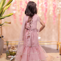 Pink gota embroidery top with sharara and matching dupatta