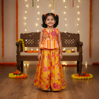 Multicolour Embroidered Peplum Top Lehenga