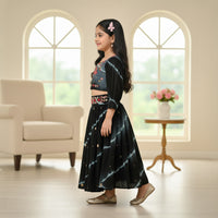 Black Tie-Dye Heavy Embroidered Top Lehenga
