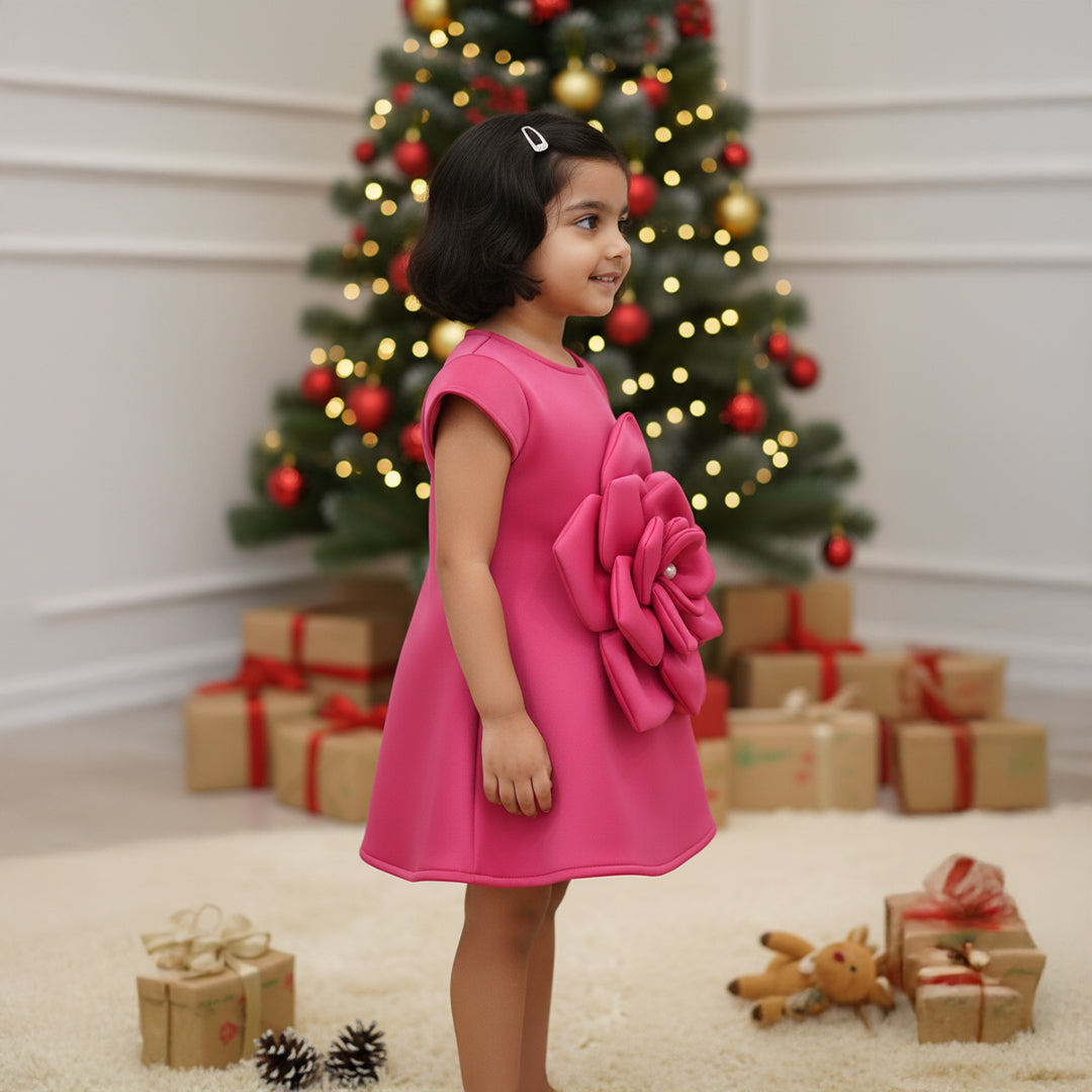 Pink Flower Detailing Frock