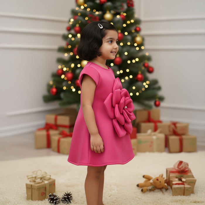 Pink Flower Detailing Frock