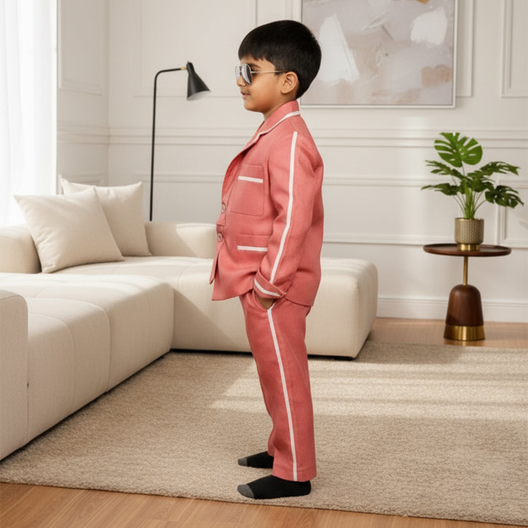 Rust Colour Coat Pant  Set