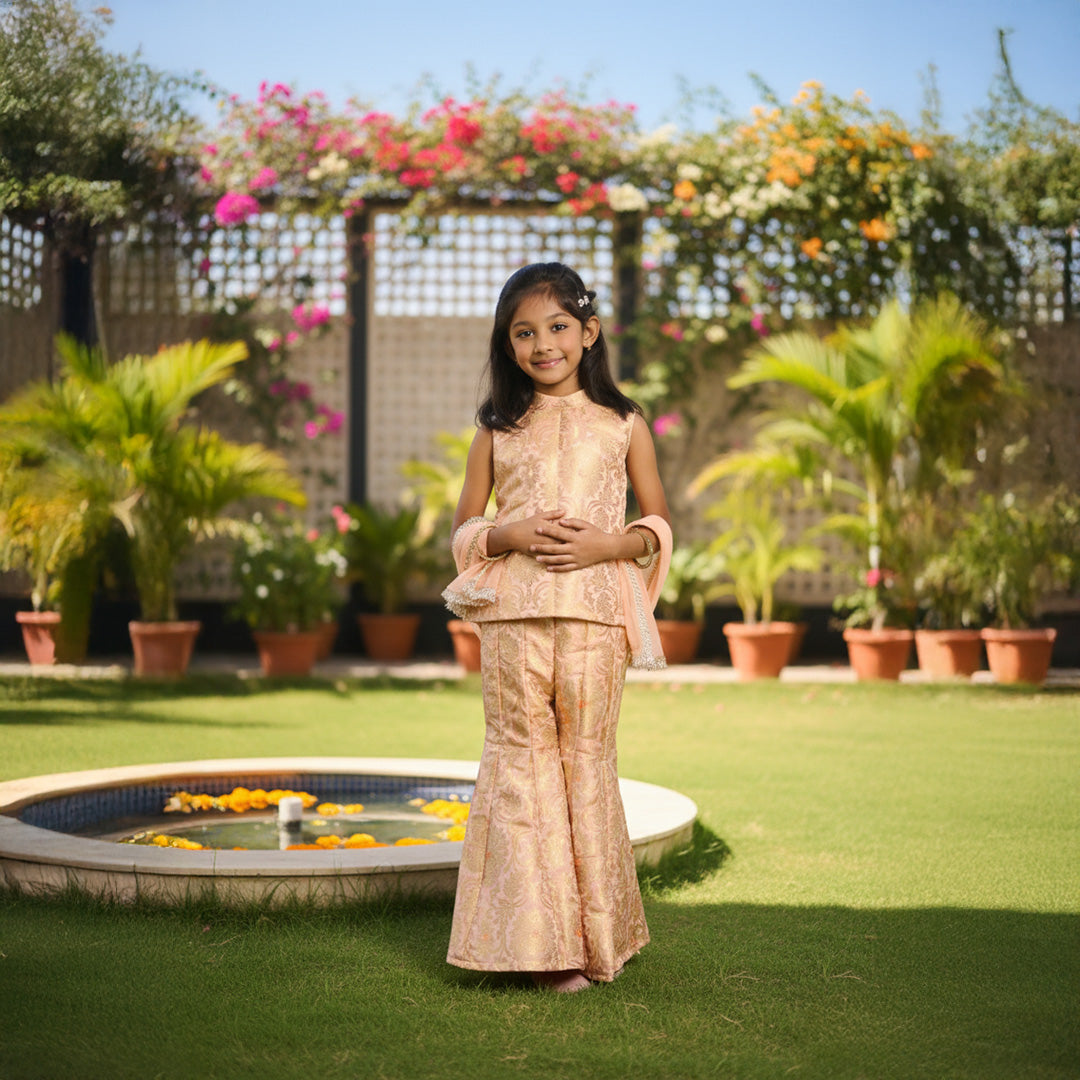 Peach Kurti Stylish Pant with Dupatta