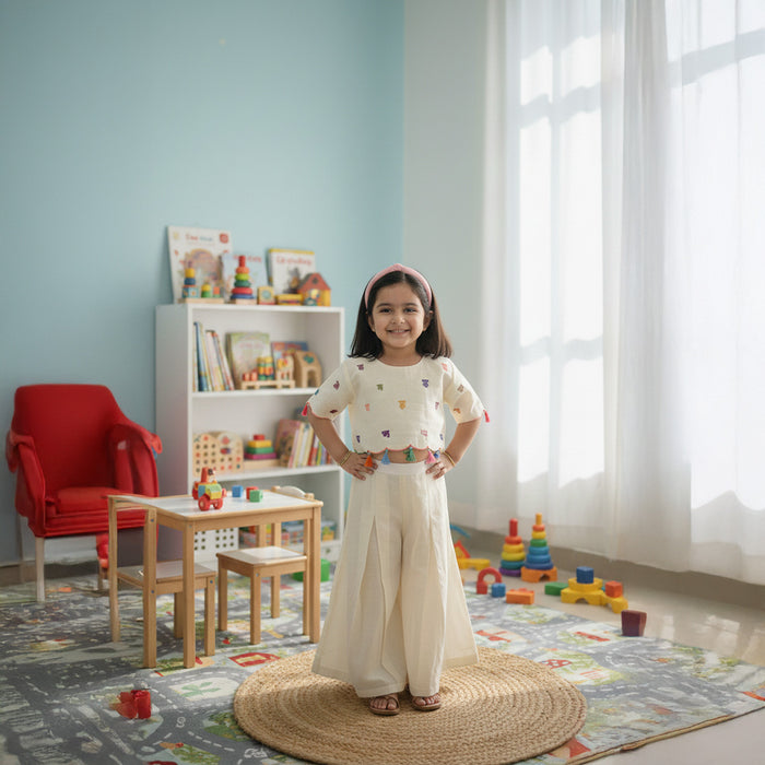 Alphabets Embroidery Top Palazzo Pant