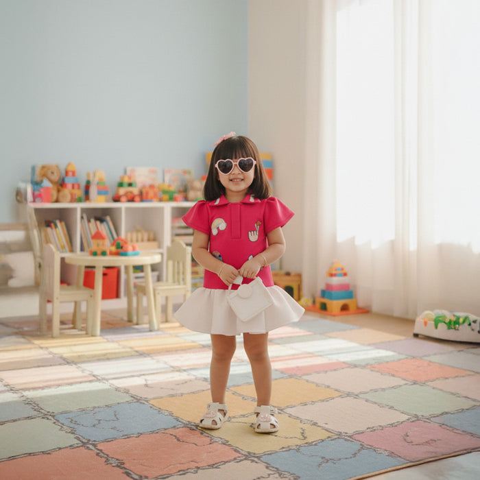 Cute Patch Embroidered Frock