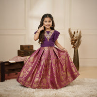 Embroidered Top with Brocade Lehenga