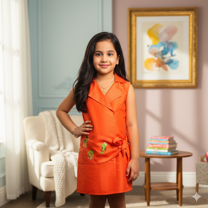 Orange Frock with Cute Mermaid Embellishment