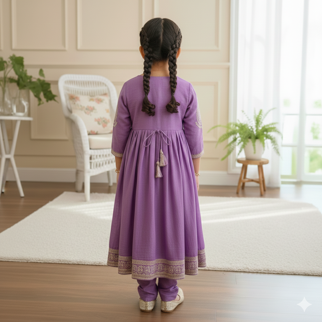 Criss Cross Knotted Lavender Kurti