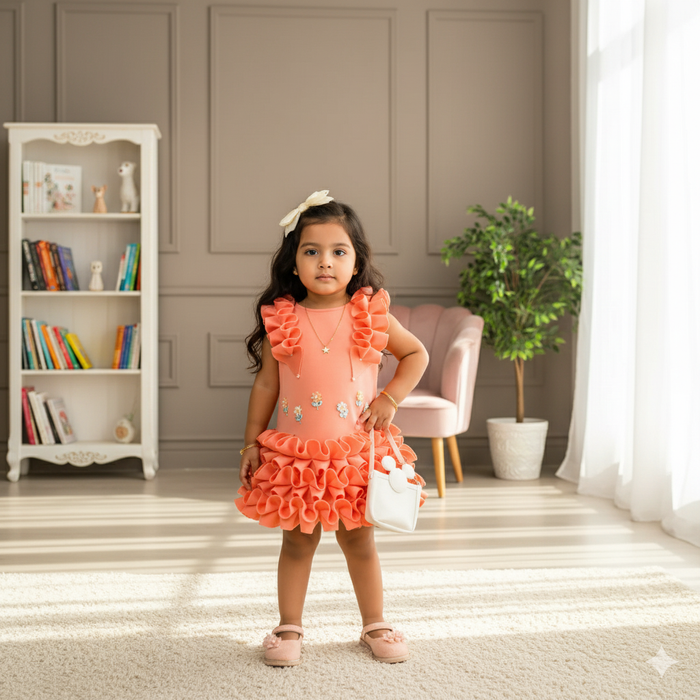 Peach Ruffled Frock