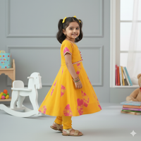 Yellow Tie-Dye Gown With Jacket