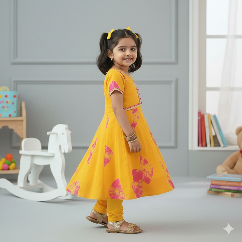 Yellow Tie-Dye Gown With Jacket