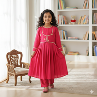 Pink Anarkali With Lotus Embroidery Jacket