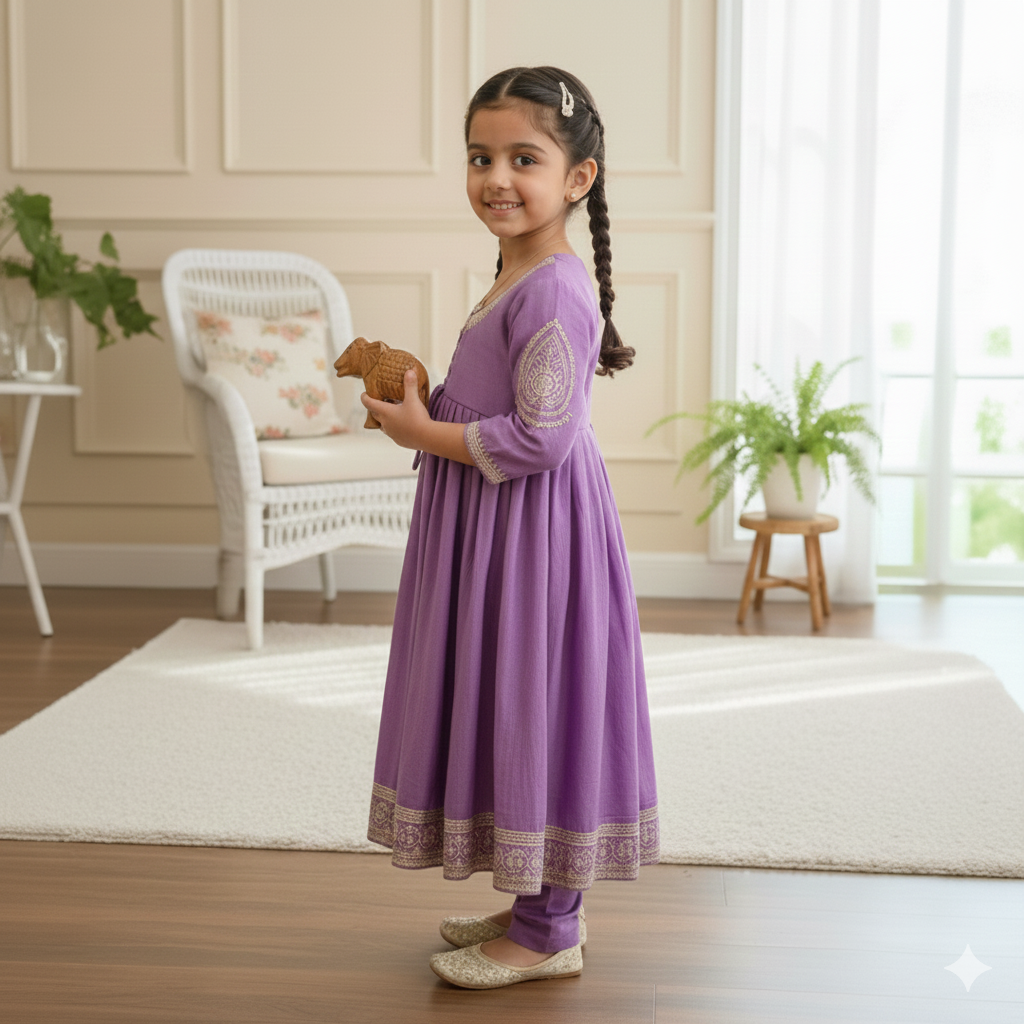 Criss Cross Knotted Lavender Kurti