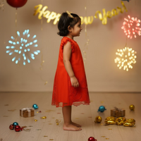 Red Stylish Cut Work Frock