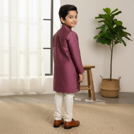 Purple Full Pleating Kurta Set