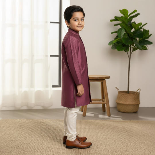 Purple Full Pleating Kurta Set
