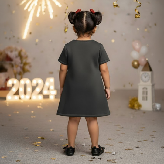 Black Frock With Red Heart Motifs