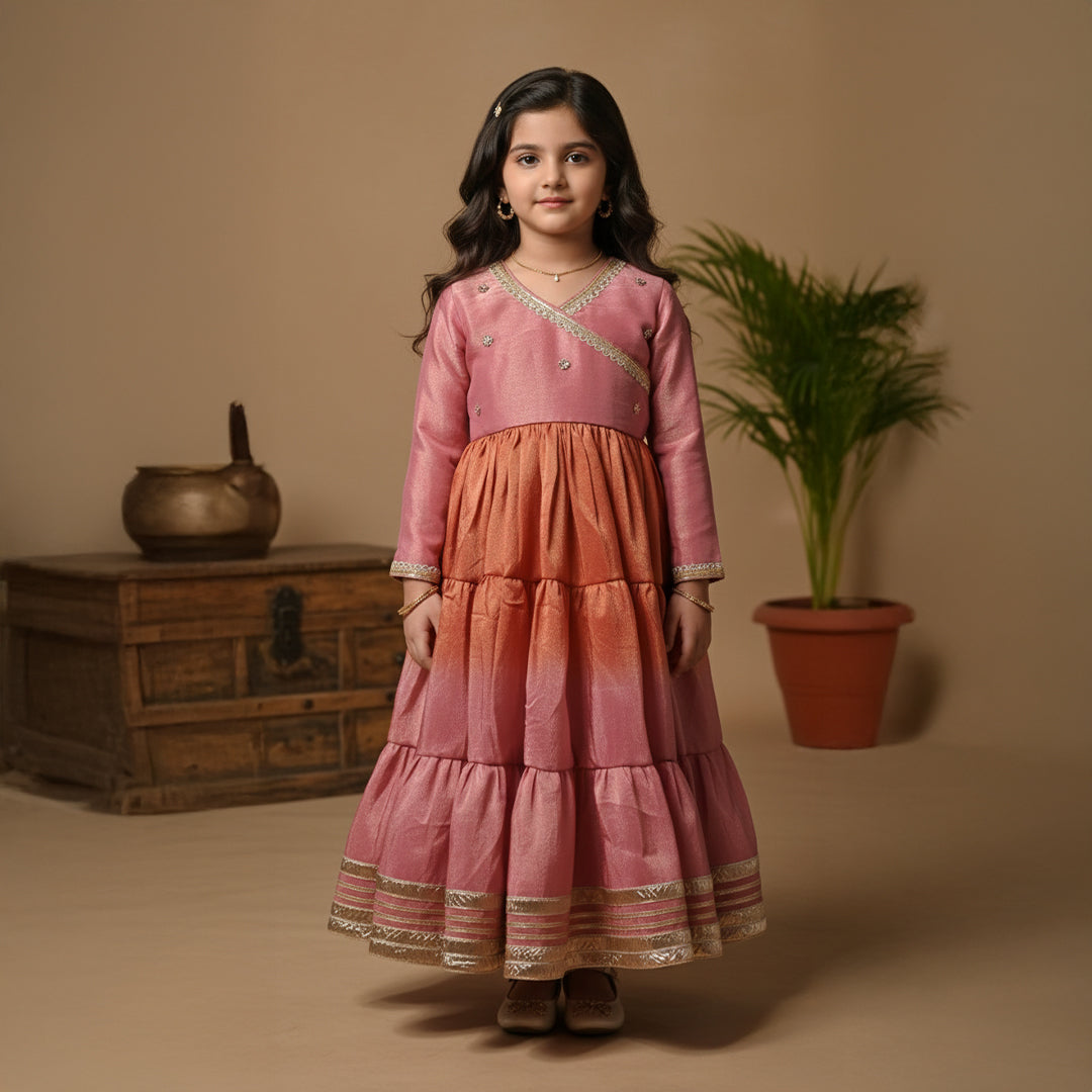 Shaded Pink and Orange Anarkali