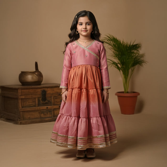 Shaded Pink and Orange Anarkali