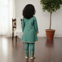Green Embroidered Anarkali Kurti With Pants