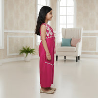 Pink Jumpsuit With Embroidered Jacket