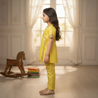 Yellow Angarkha Style Kurti With Pants