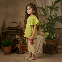 Green Kurti With Printed Dhoti Pants
