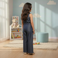 Blue Denim Top With Embroidery and Matching Pants