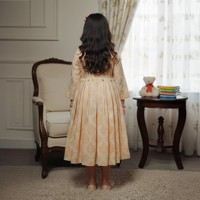 Peach Thread Embroidered Heavy Anarkali Suit