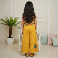Yellow Self Sequin Embroidery Top With Pant