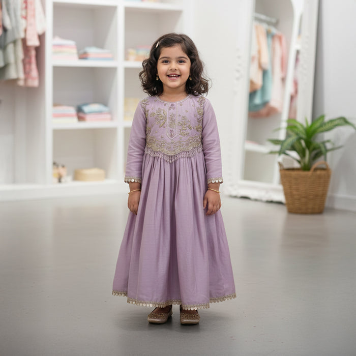 Lavender Colour Anarkali Suit With Embroidery