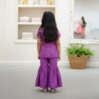 Purple Embroidered Kurti With Purple Sharara