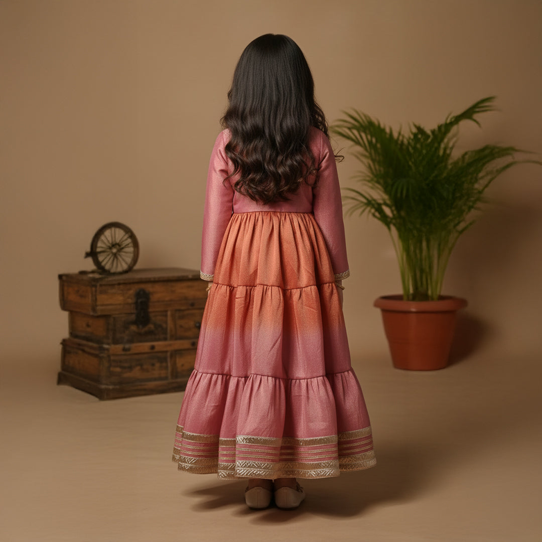 Shaded Pink and Orange Anarkali