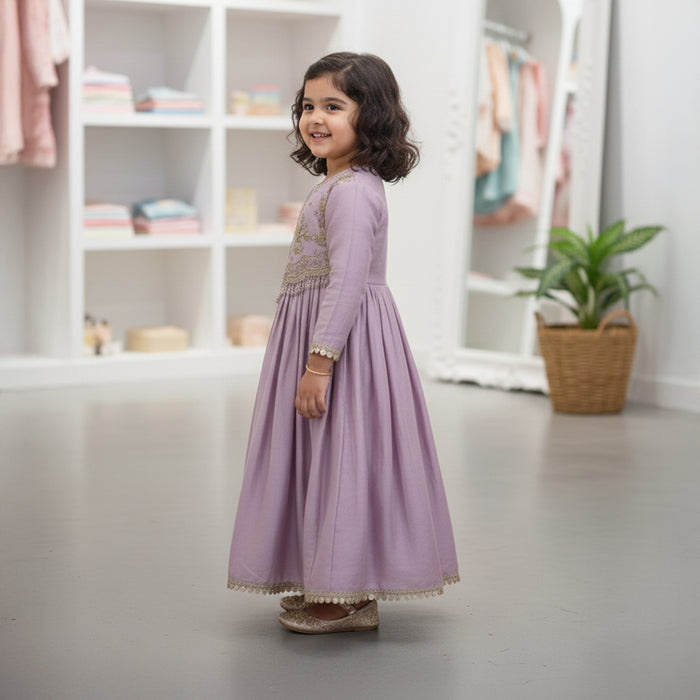 Lavender Colour Anarkali Suit With Embroidery