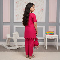Pink Kurti With Straight Pants and Potli