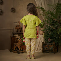 Green Kurti With Printed Dhoti Pants