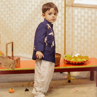 Blue Bird Embroidered Bandgala With Off White Pyjama