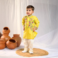 Yellow Floral Embroidery Kurta Set
