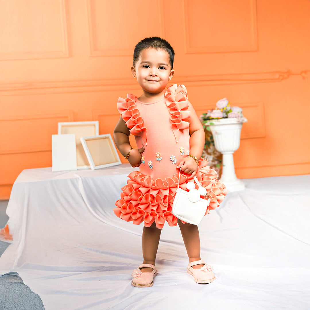 Peach Ruffled Frock