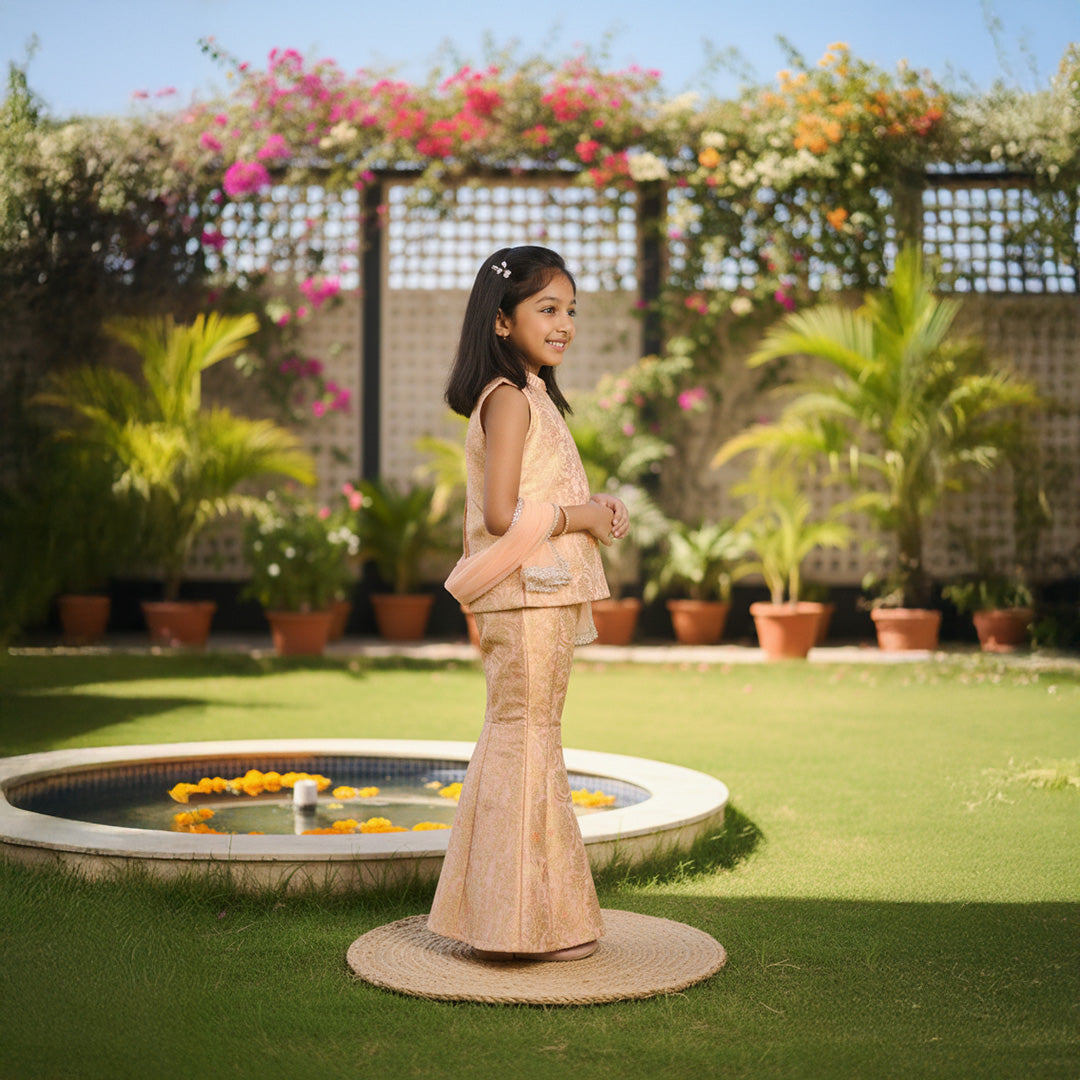 Peach Kurti Stylish Pant with Dupatta