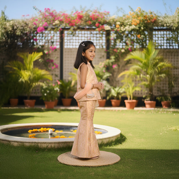 Peach Kurti Stylish Pant with Dupatta