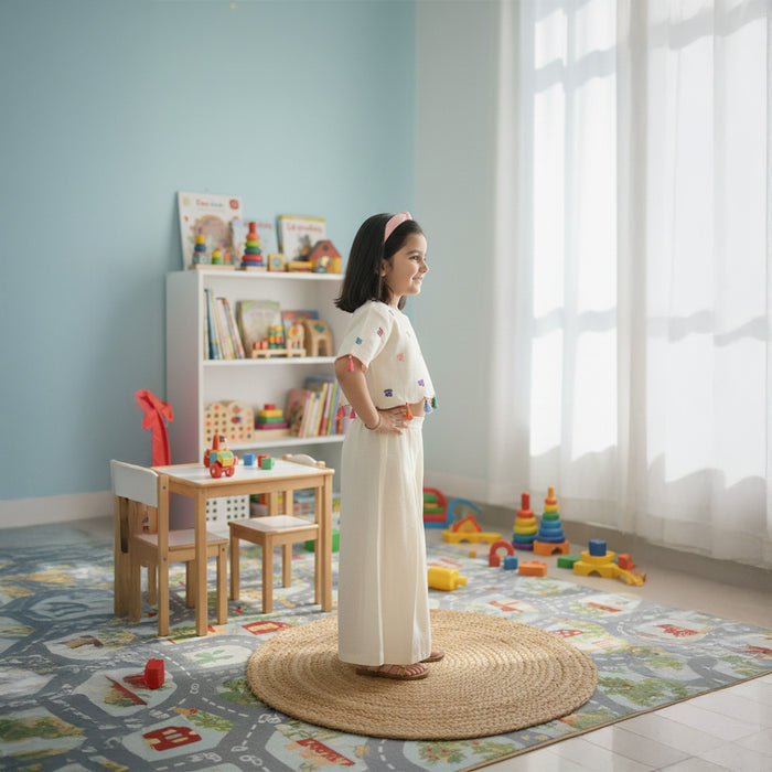 Alphabets Embroidery Top Palazzo Pant