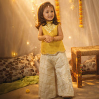 Yellow Short Kurti With Palazzo Pants