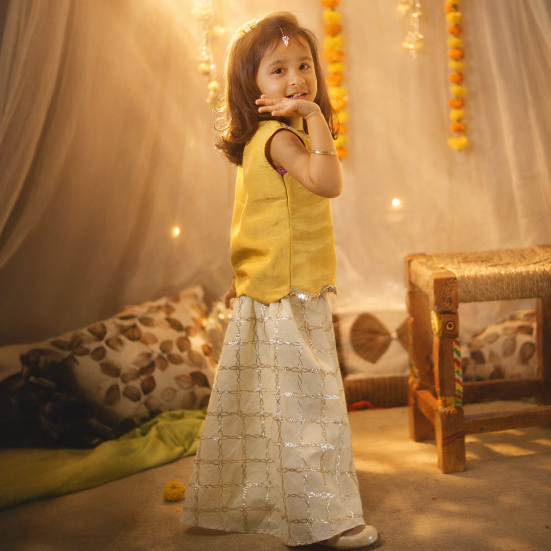 Yellow Short Kurti With Palazzo Pants
