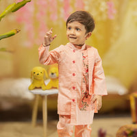 PEACH STYLISH PLEATED FLAP KURTA SET
